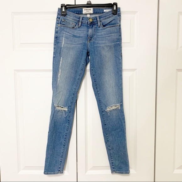 FRAME Le Skinny De Jeanne Miramonte Distressed Jeans Size 25 - Picture 2 of 7